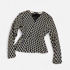 Ellen Tracy Black and White Diamond Pattern Blazer